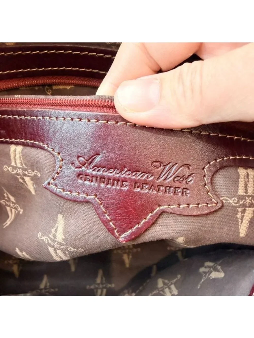 American West Tooled Leather Burgundy Western Shoulder Handbag Purse